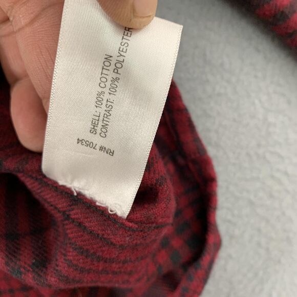 Orvis Shirt Mens XL Red Black Plaid Flannel Button Front Long Sleeve Two Pocket - Picture 12 of 16